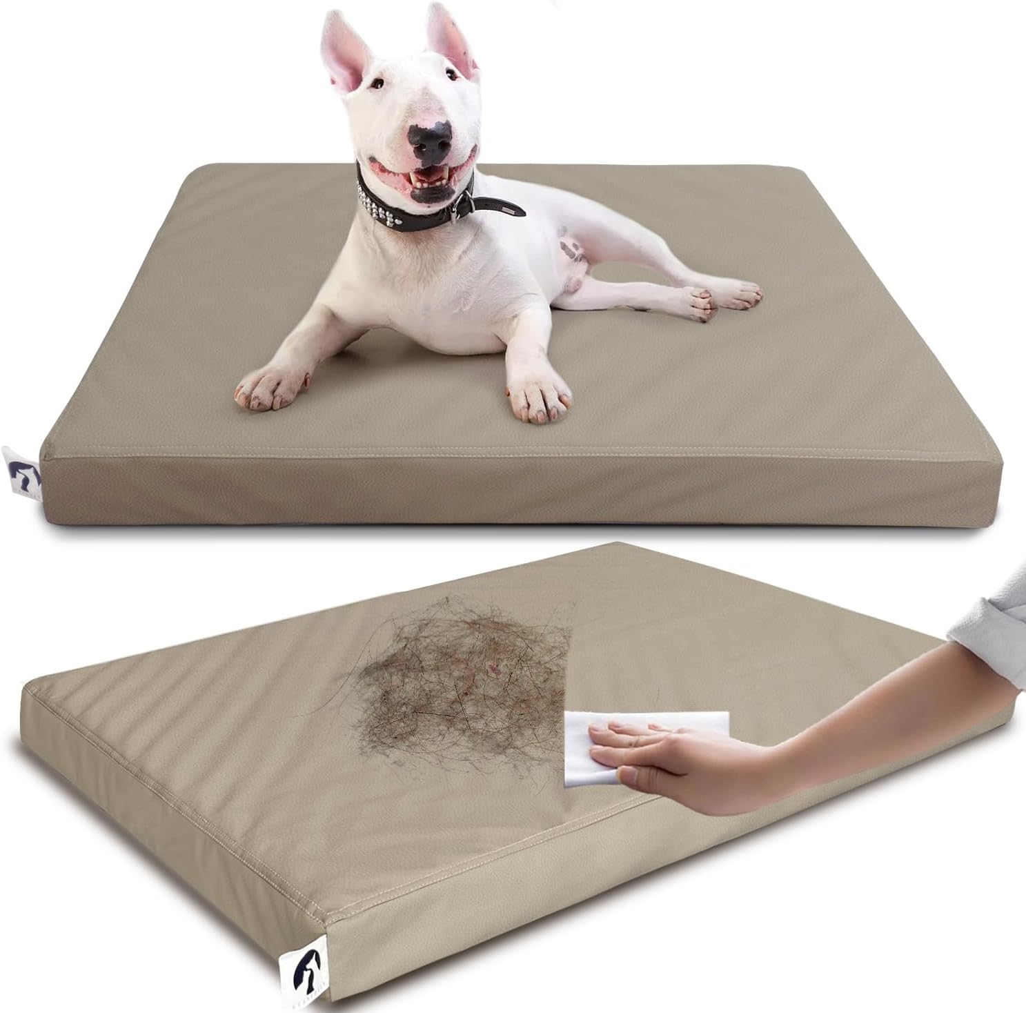 Dog Bed Medium Size Dog, Outdoor Faux Leather Pet Beds with Waterproof Covers, Orthopedic Large Pet Crate Mat