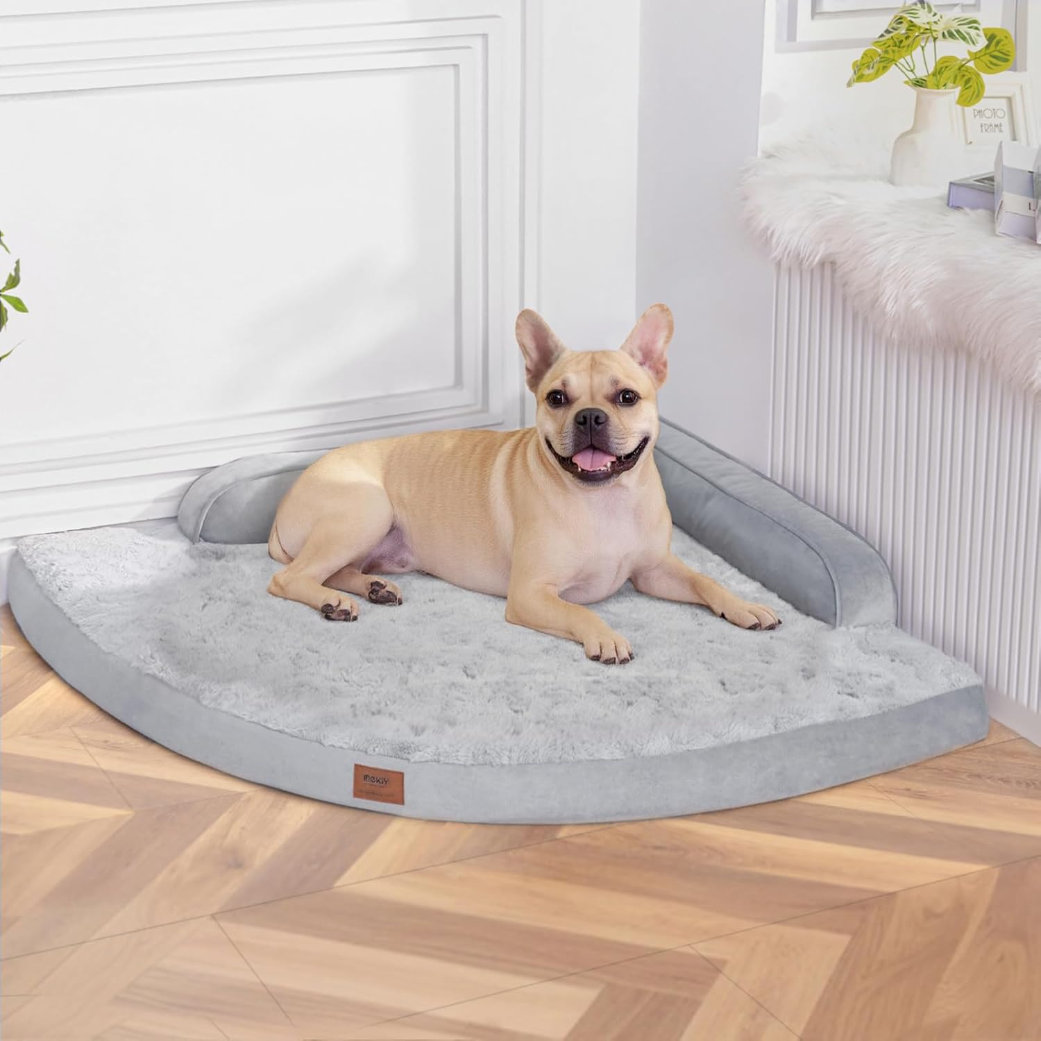 Dog Bed Medium Sized Dogs – Orthopedic Egg-Crate Memory Foam with Removable Washable Cover, Waterproof Pet Bed Couch with Non-Slip Bottom for Large Dog, Grey