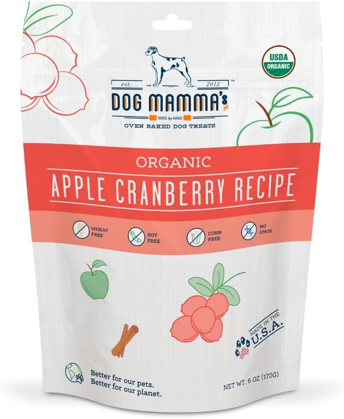 Dog Mamma’s Organic Apple Cranberry Recipe – Certified Organic Dog Treats 6 oz