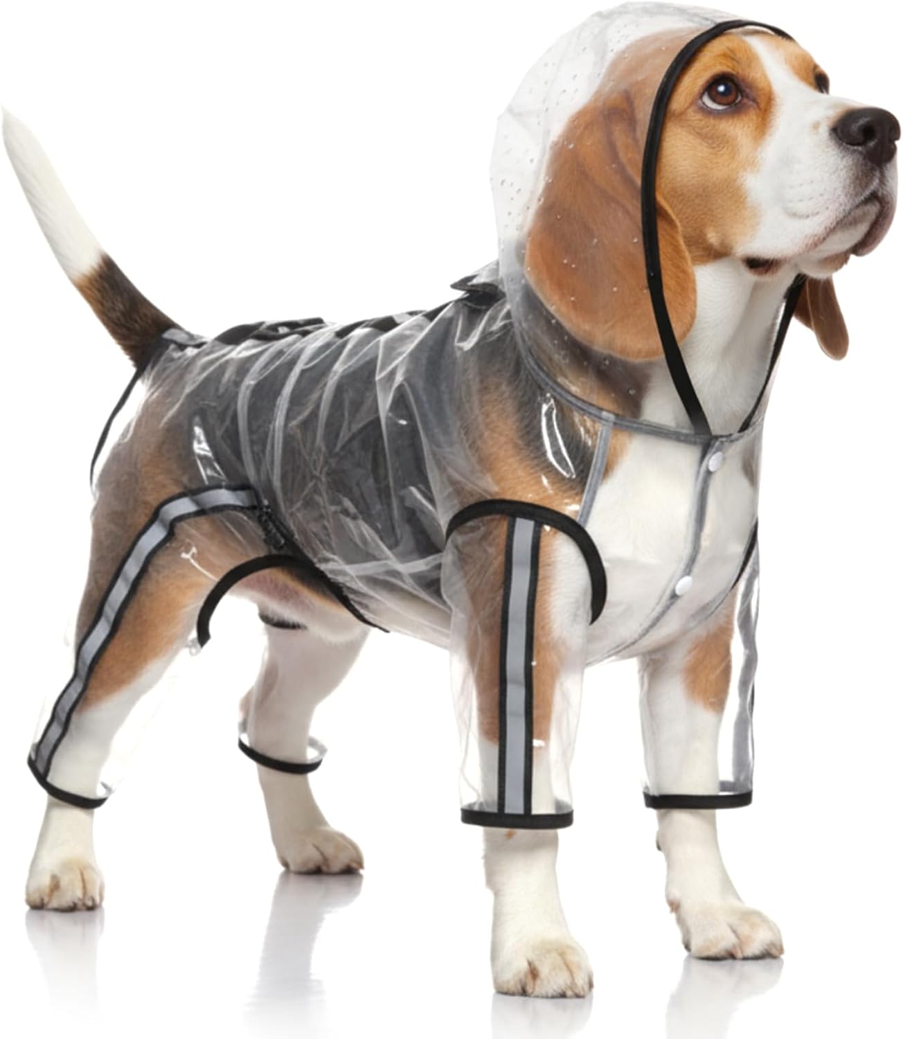 Dog Raincoat 4XL, Dog Hooded Slicker Poncho, Waterproof Hooded Dogs Jacket with Reflective Stripes, Adjustable Drawstring, Lightweight Rain Poncho for Large Dogs