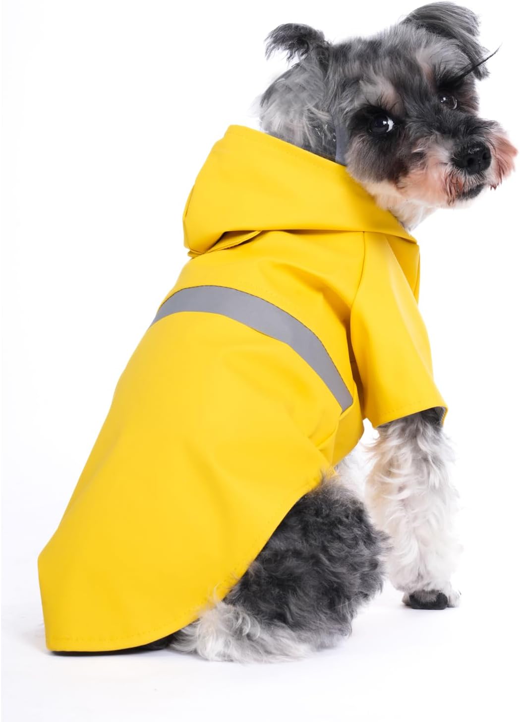 Dog Raincoat, Dog Rain,Water and Snow Proof Jacket with Hood, Leash Hole and Reflective Strap, Lightweight Puppy Clothes, Stylish Streetwear Outfit for Small Medium Dogs (Yellow, L)