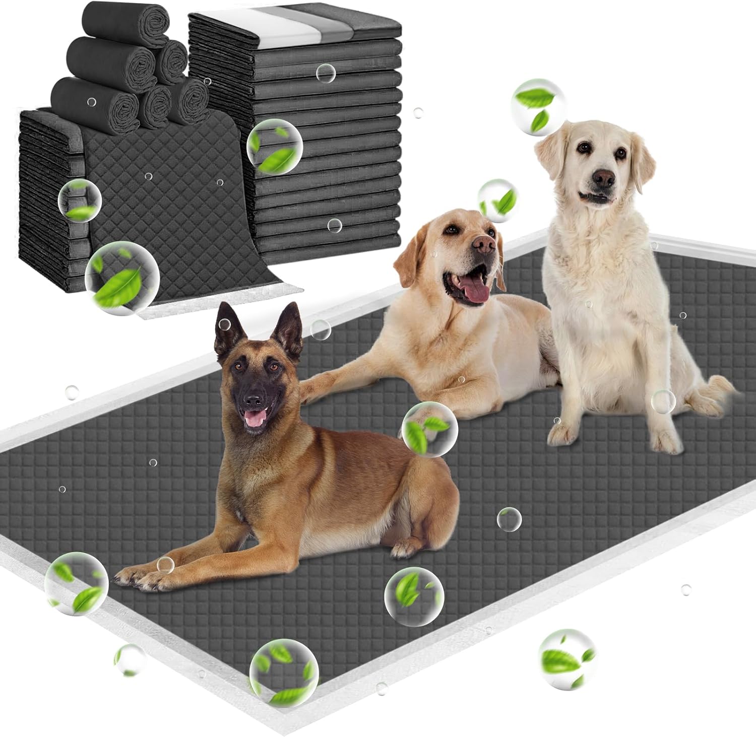 ELEGX Extra Large 31″x47″ 30 Odor-Control Super Absorbency Charcoal Pee Pads – Thicken Disposable Potty Pads for Dogs and Cats