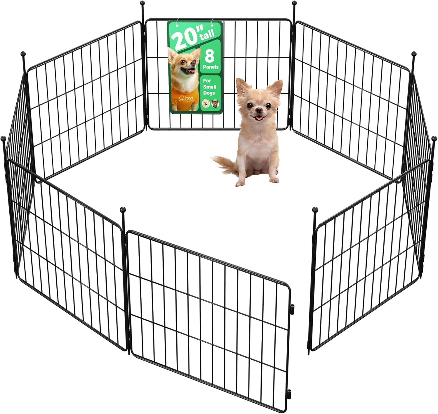 FXW MiniPaws Unleashed Dog Playpen for Yard & RV Camping, Expandable 20-inch 8 Panels for Puppies and Small Dogs, Portable for Indoor and Outdoor Use