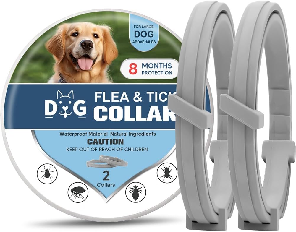 Flea Collar for Dogs, Tick Collars for Dogs, Dog Flea Collar, 8 Months Protection, Adjustable Size for Small, Medium and Large Dog-2P