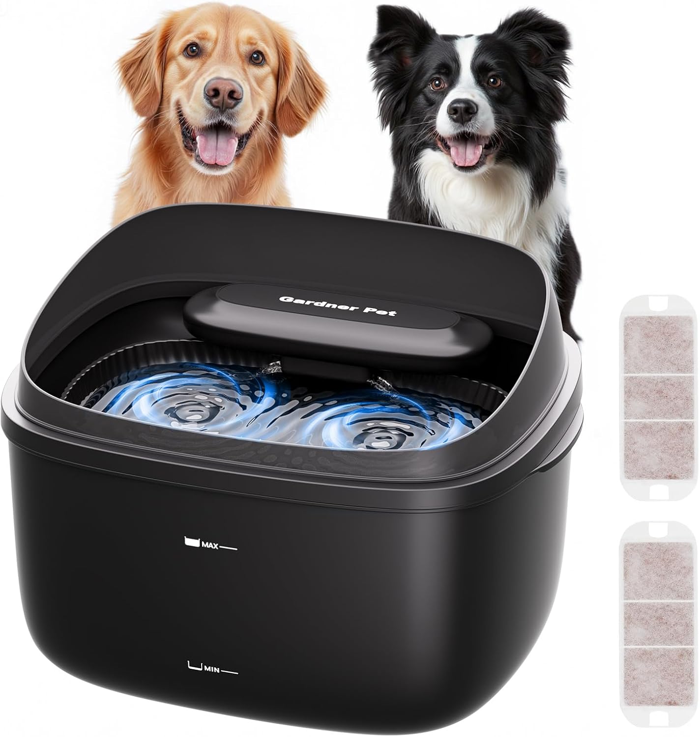 Gardner Pet Dog Water Fountain for Large Dogs, 8L/2.1Gal Large Capacity Automatic Dog Water Bowl Dispenser with Vortex Circulation, Splash-Proof, Quiet Dog Water Bowl(Without Adapter)