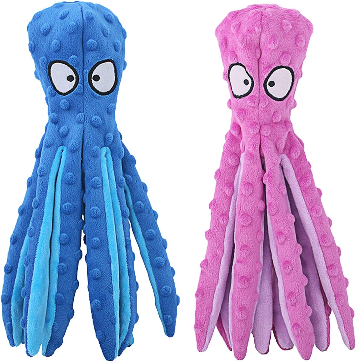 HGB Squeaky Dog Toys – Octopus No Stuffing Crinkle Plush Large Dog Toys to Keep Them Busy, Interactive Puppy Teething Chewing Pet Supplies for Chewer, Small, Medium, Large Breeds, 2 Pack