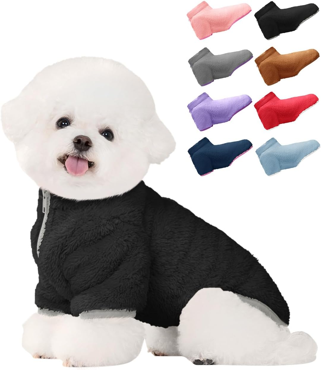 Haloumoning Dogs Fleece Winter Coats Jackets for Small and Medium Dogs Thick Full Zip Sherpa Turtleneck Puppy Jackets