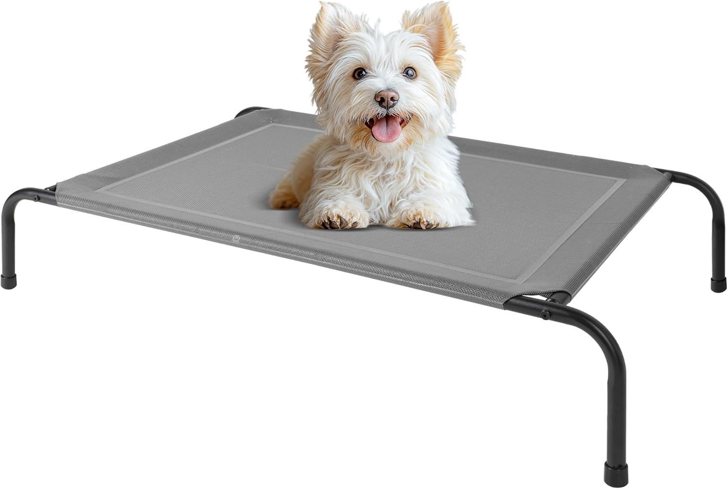 HealSmart Cooling Elevated Dog Bed Outdoor Raised Portable Dog Cot Beds No-Slip Feet Durable Portable Pet Hammock Bed, 42×25.2×8 Inch, Grey