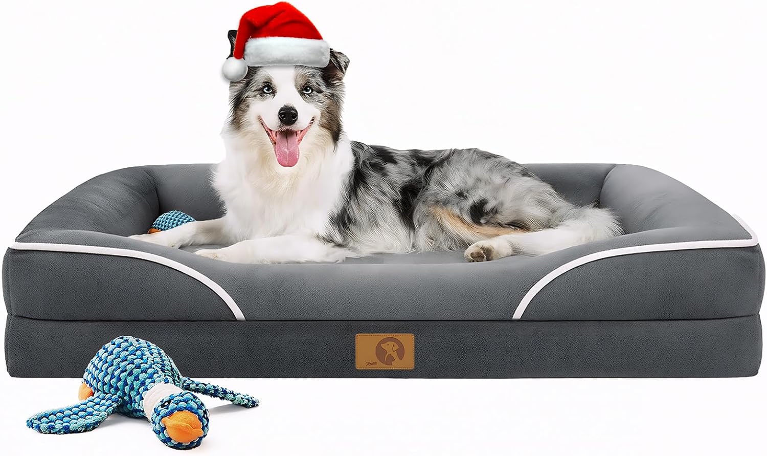 Homemate Dog Bed Large Sized Dog: 42×30 inch Orthopedic Large Dogs Bed XL Outdoor Pet Cat Bed Sofa Supplies with Toy Dogs Crate Pad Couch with Removable Washable Cover & Non-Slip Botton Dark Grey