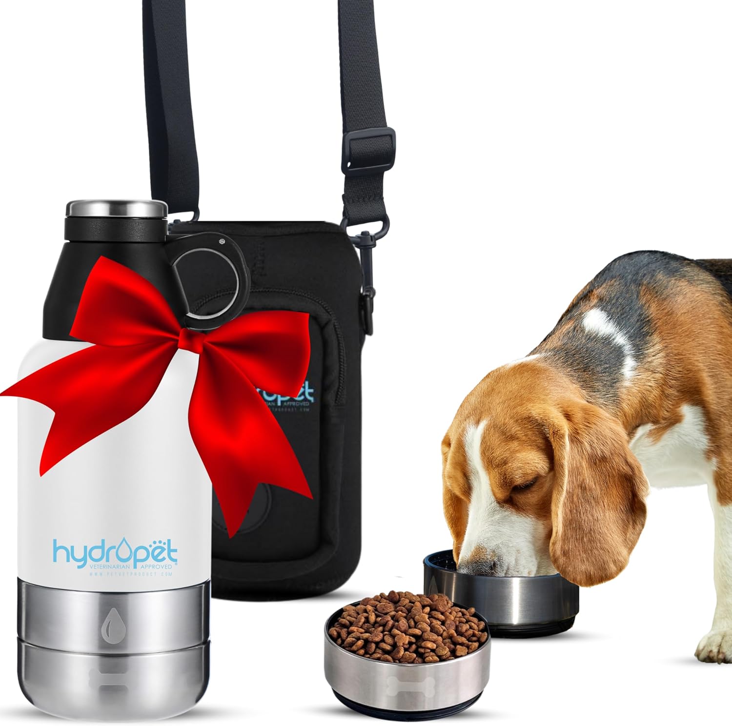 Hydropet Portable Dog Water Bottle (32 oz) – Insulated Dogs & Cats Travel Bottles, Stainless Steel – Detachable Dog Food Bowl and Water Bowl – Great for Daily Walks – Puppy Essentials & Accessories