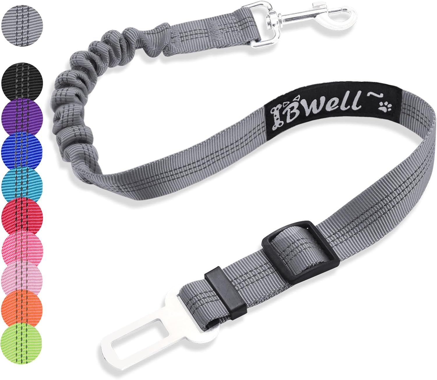 IBWell Dog Seat Belt with Elastic Bungee Leash, Car Seat Belt for Dogs (Grey, 1PCS-27.6″)