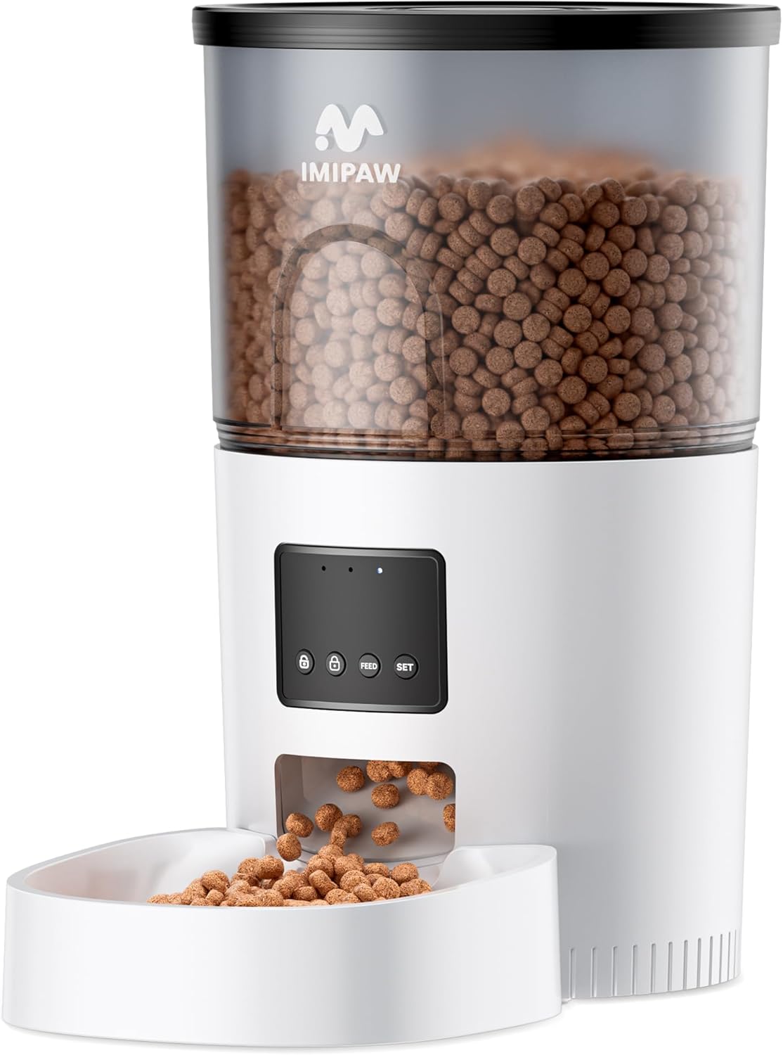 IMIPAW Automatic Cat Feeder – 3L Pet Dry Food Dispenser with Timed Programmable Portion Control, Dual Power Backup, Easy Set Up, 10 Meals Per Day for Cats and Puppies