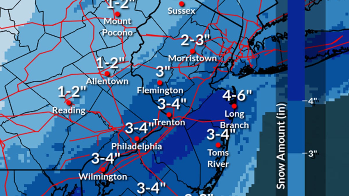 Is it going to snow tomorrow at the Jersey Shore? Snow forecast
