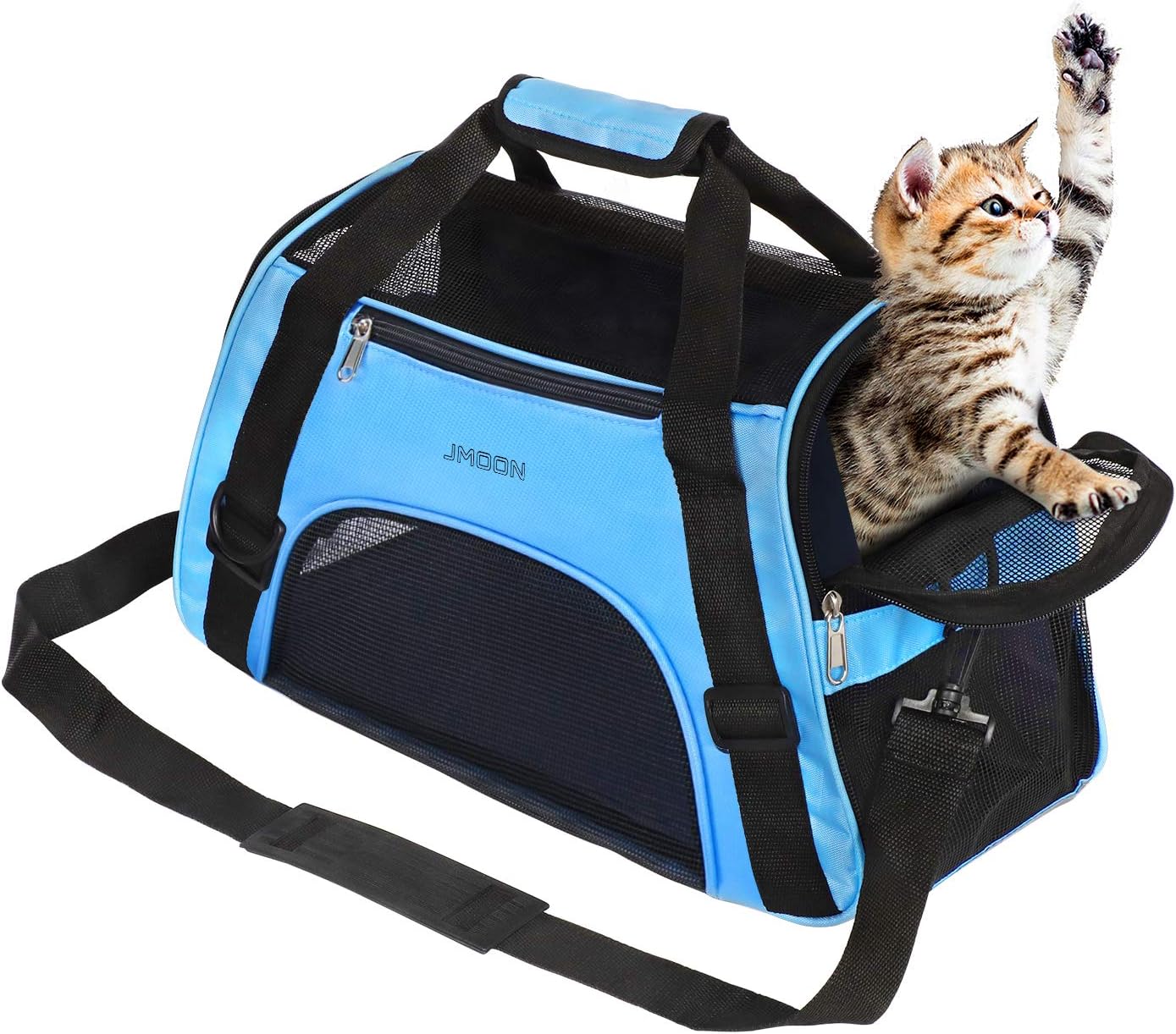 JMOON Soft-Sided Pet Carrier Bag – Airline Approved for Cats and Dogs – Foldable Comfort Travel Carrier