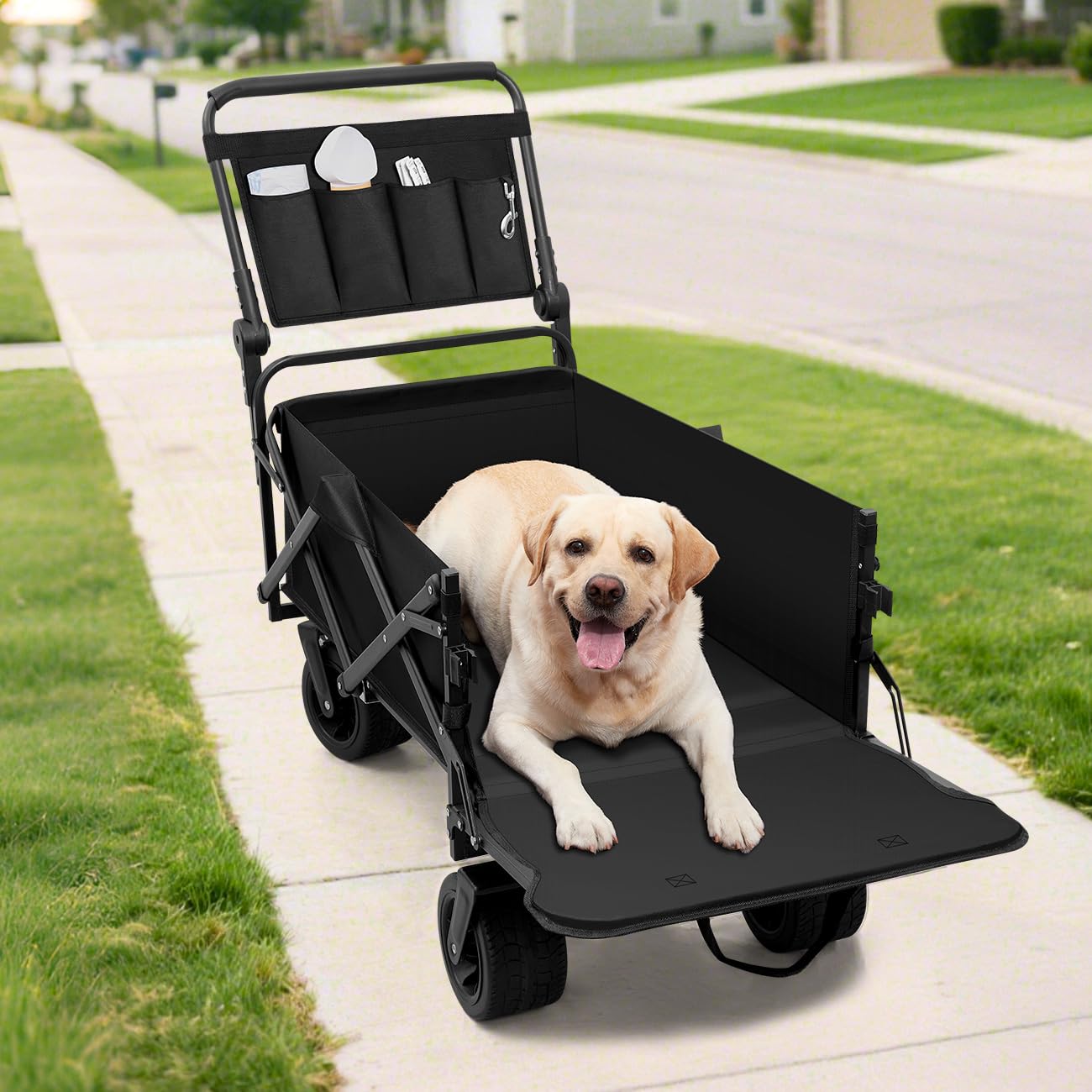 Large Dog Stroller Cart,Foldable Dog Wagon Cart for Medium & Large Dogs with Tailgate