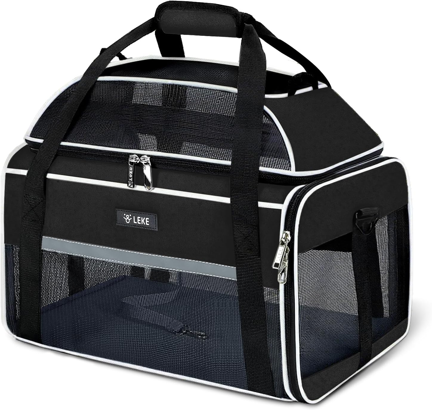Lekereise Top-Expandable Pet Carrier – TSA Airline Approved Soft Sided Underseat Up to 12lbs Travel Carriers for Small Cats and Dogs with Locking Safety Zippers Anti-Scratch Mesh