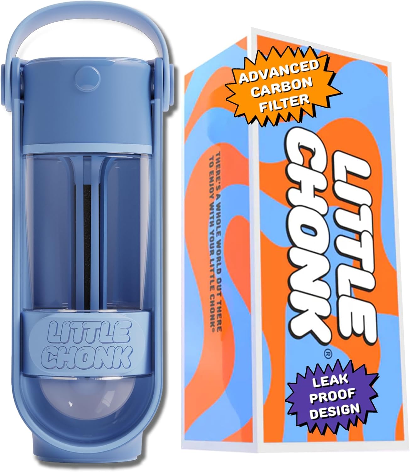Lil Gulp Water Bottle | Advanced Carbon Filtration for Safe Filtered Water on The Go | BPA-Free Leak-Proof Portable Dog Travel Water Bottle with Retractable Water Spout, 15 Fl oz – Blue