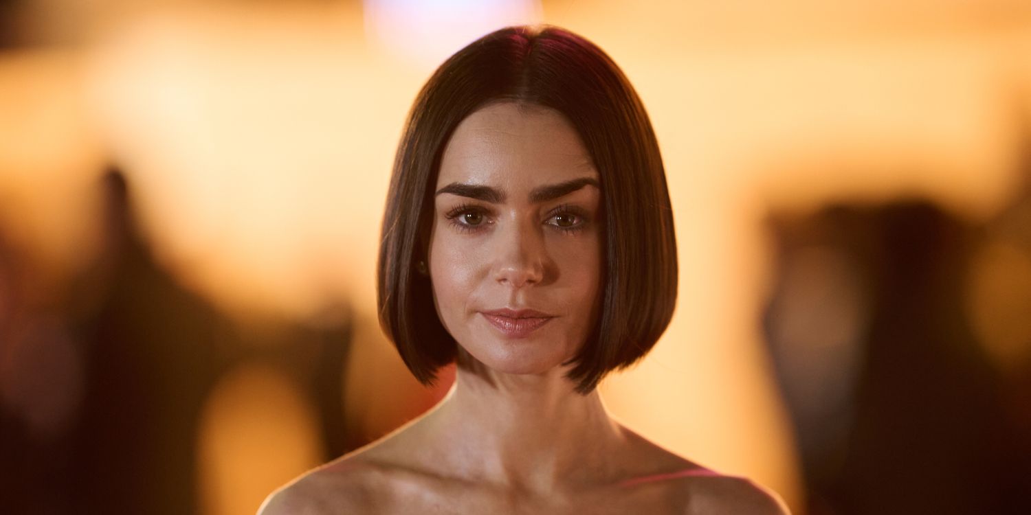 Lily Collins Rocks Shortest Hair Yet With Optical Illusion Gown