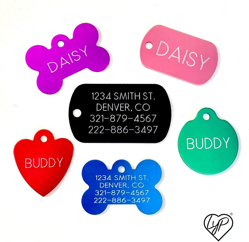 Love Your Pets Classic Aluminum Pet ID Tags – 2 Sided Deep Engraved, Made in USA – Personalized Dog, Cat & Pet Tags