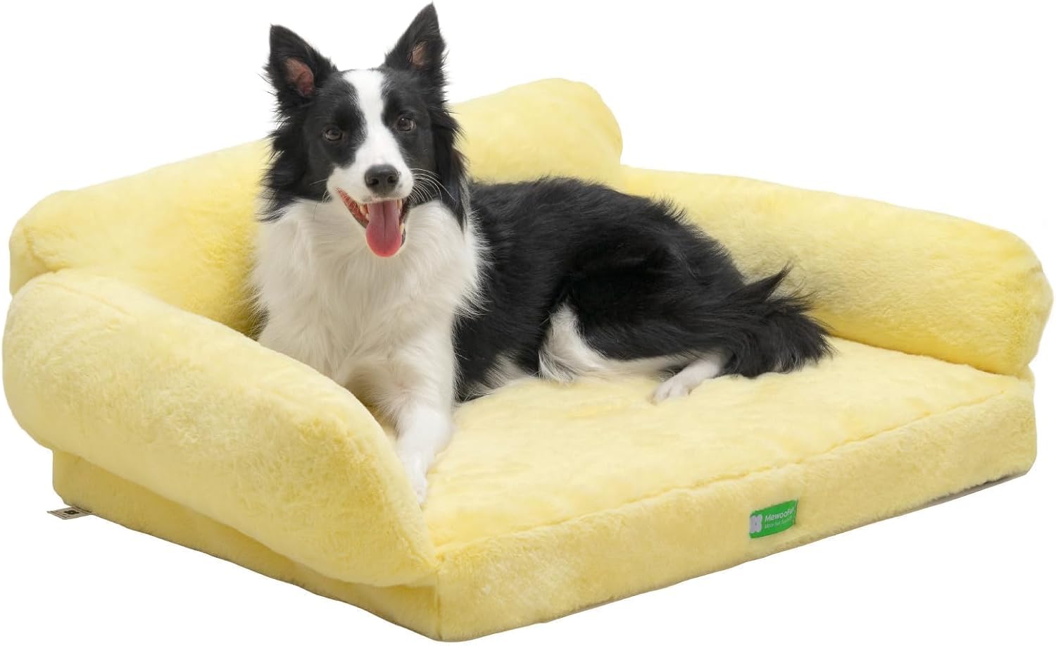 MEWOOFUN 34.6″ Orthopedic Dog Bed Sofa for Small Medium Dogs, Egg- Foam Dog Couch with Removable Washable Cover and Non-Slip Bottom (Large, Yellow)