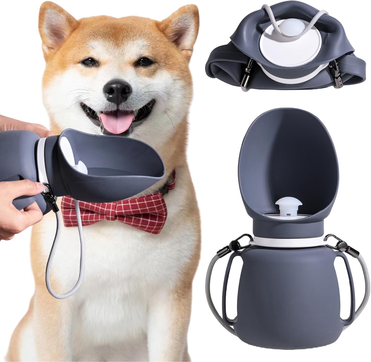 NVTED Silicone Dog Water Bottle, Pet Accompanying Water Cup Foldable Travel Drinking Bowl with Leak-Proof Design for Pets, Dog Water Dispenser for Outdoor