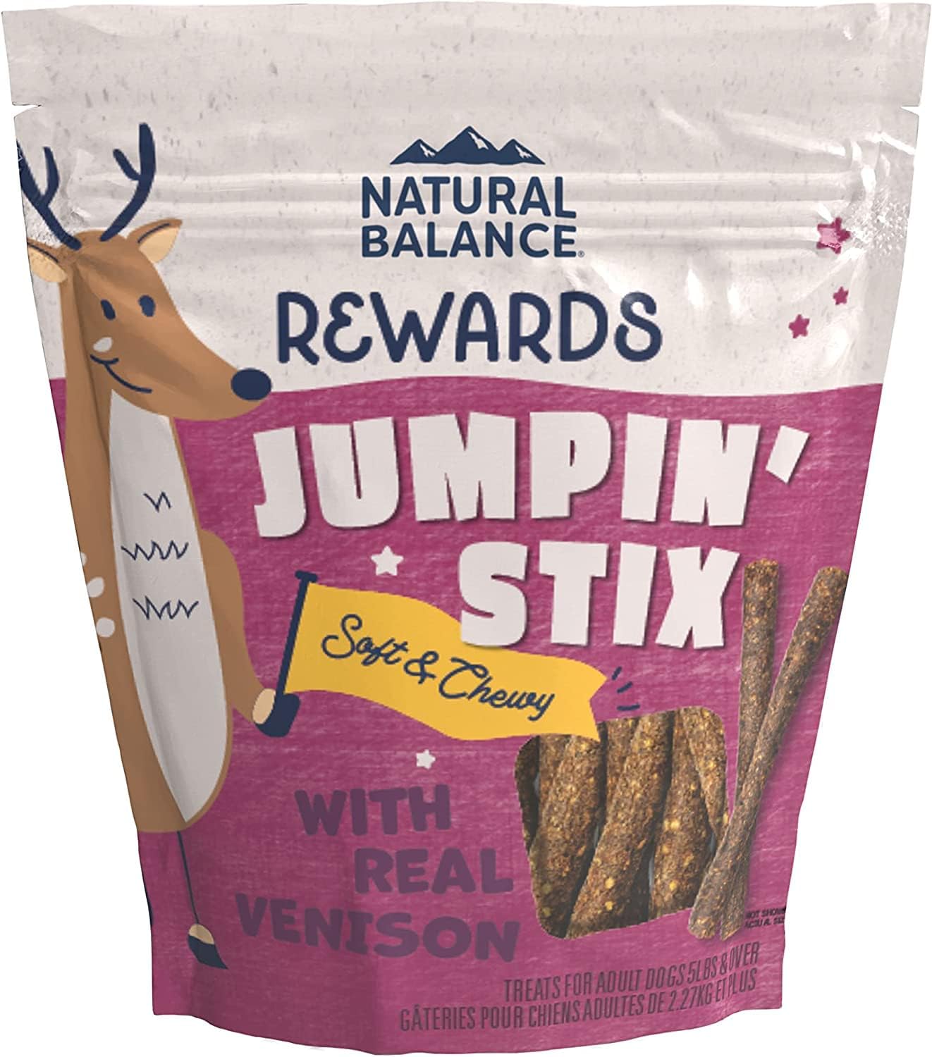 Natural Balance Limited Ingredient Rewards Jumpin’ Stix, Grain-Free Dog Treats for Adult Dogs of All Breeds, Venison Recipe, 4 Ounce (Pack of 1)