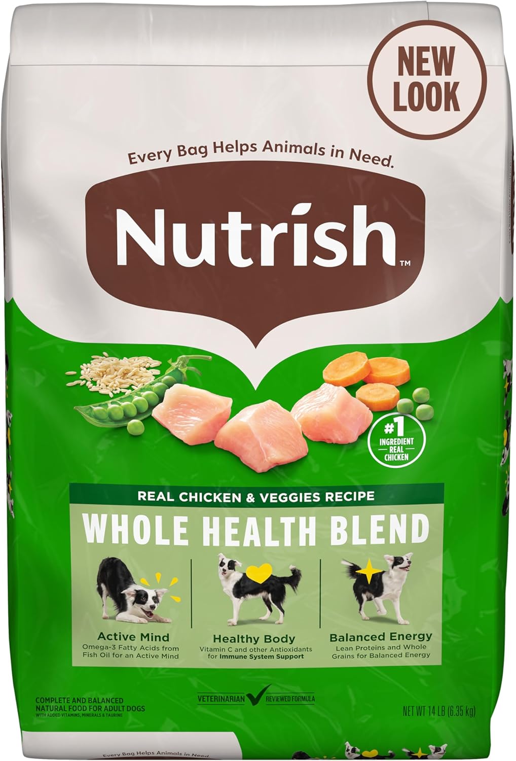 Nutrish Real Chicken & Veggies Recipe Whole Health Blend Dry Dog Food, 14 lb. Bag, Packaging May Vary (Rachael Ray)