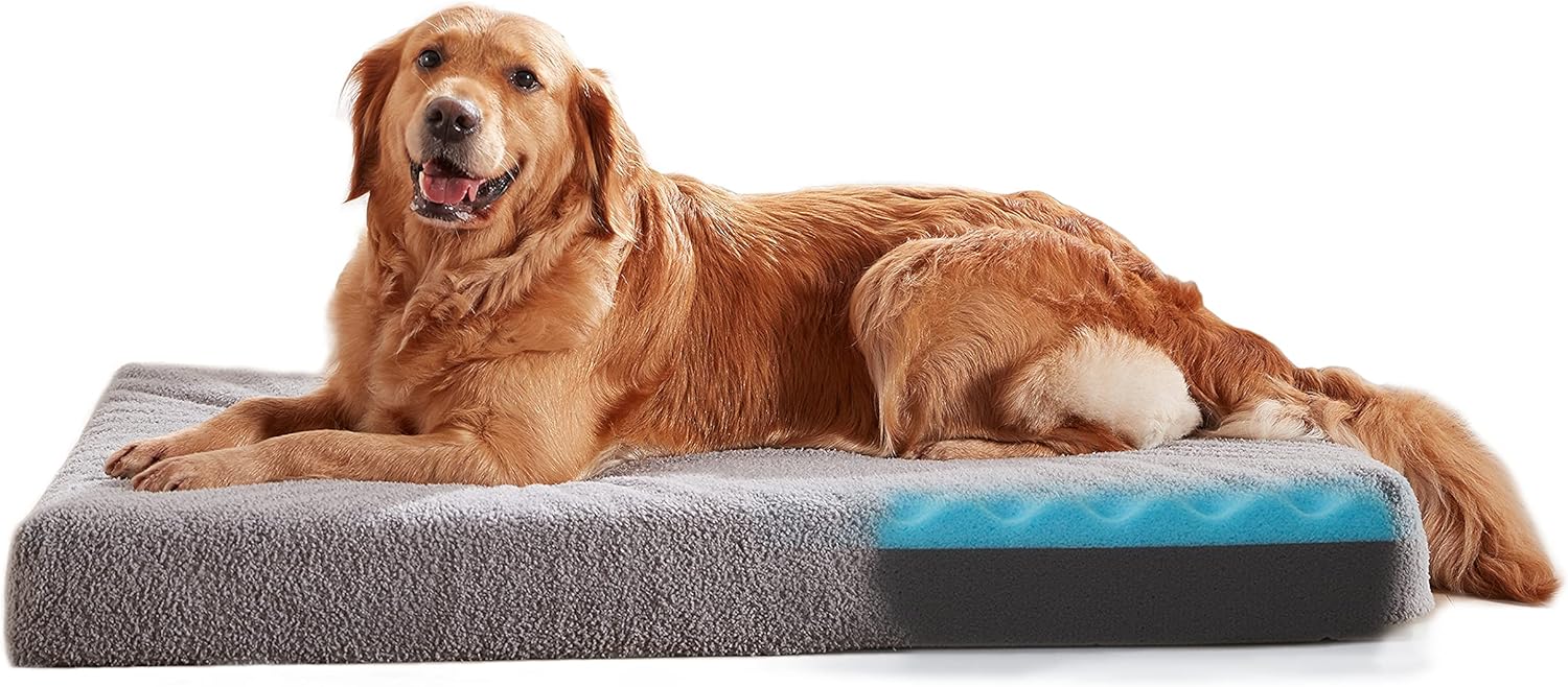Orthopedic Extra Large Dog Bed for Large Dogs, 41 inches XL Washable with Waterproof Liner and Cooling Gel Memory Foam, Fits up to 90 lbs Pets