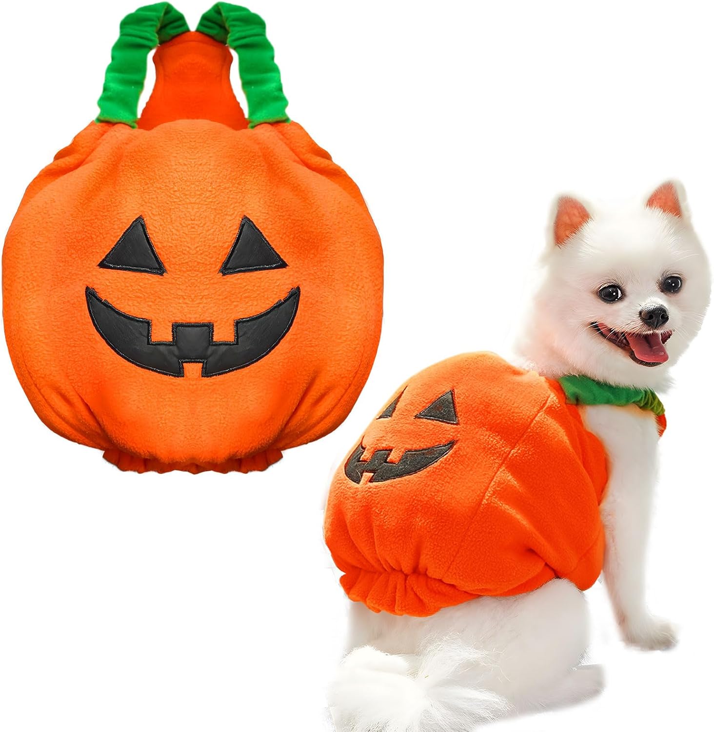PETCARE Funny Pumpkin Dog Halloween Costume Pet Dog Cat Thick Plush Pumpkin Decoration Shirt Clothes for Small Medium Dogs Cats Puppy Cute Halloween Party Cosplay Dress Up Outfits