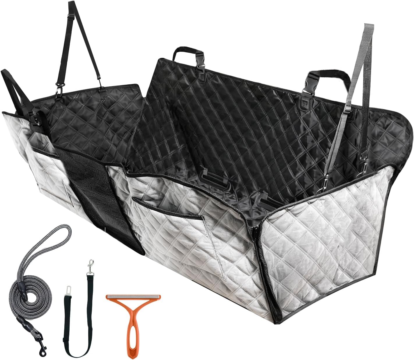 PETTALK Deluxe Dual Side Dog Car Seat Cover for Back Seat, 100% Waterproof with Mesh Window, Reversible Dog Car Seat Hammock, Back Seat Pet Cover for Dogs, Car Seat Protector, for Cars SUVs Trucks