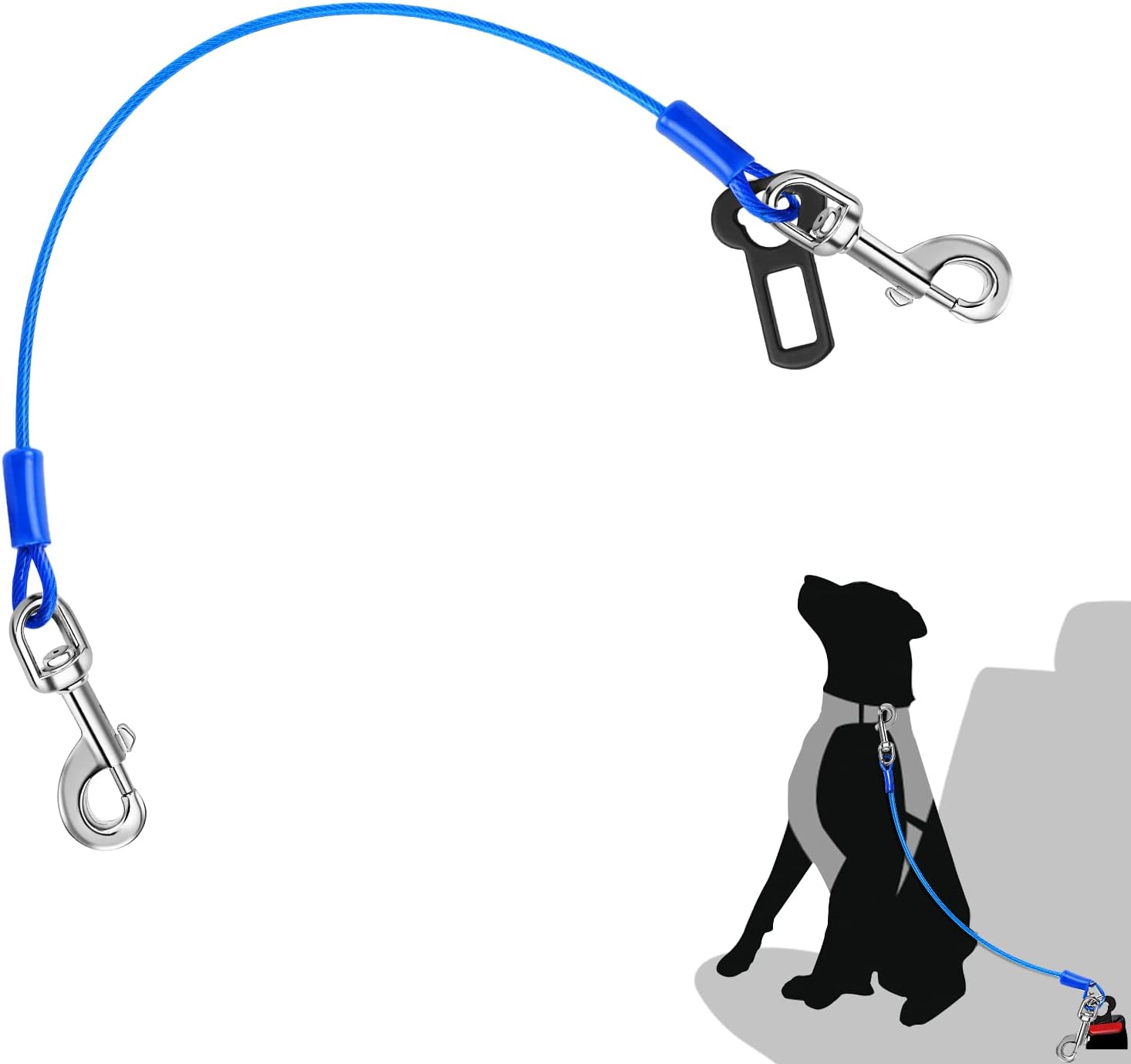 Petbobi Dog Seat Belt for Car – Chew Proof Durable Dog Seatbelt Tether for Small Medium Large Pets – Metal Vehicle Harness Restraint with Double Clips and Latch – Car Leash for Safety Travel