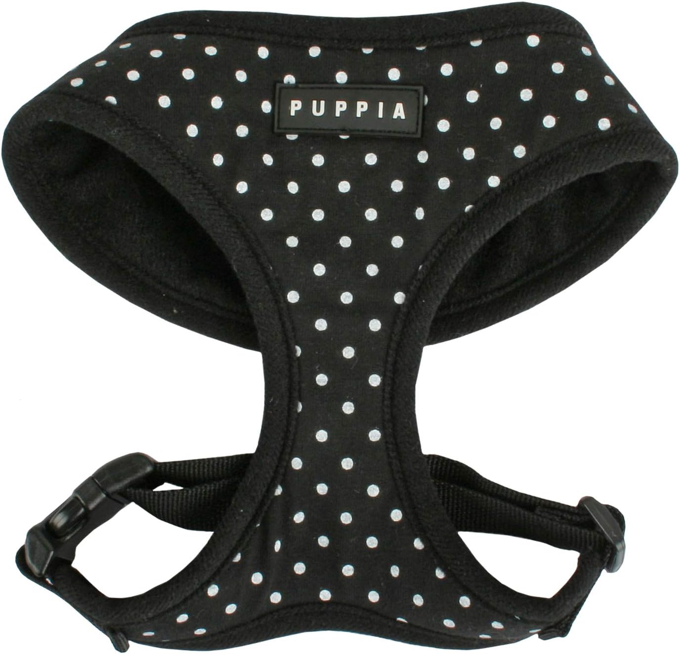 Puppia Dotty Dog Harness Over-The-Head No Pull No Choke Walking Training Adjustable for Small & Medium Dog, Medium, Black