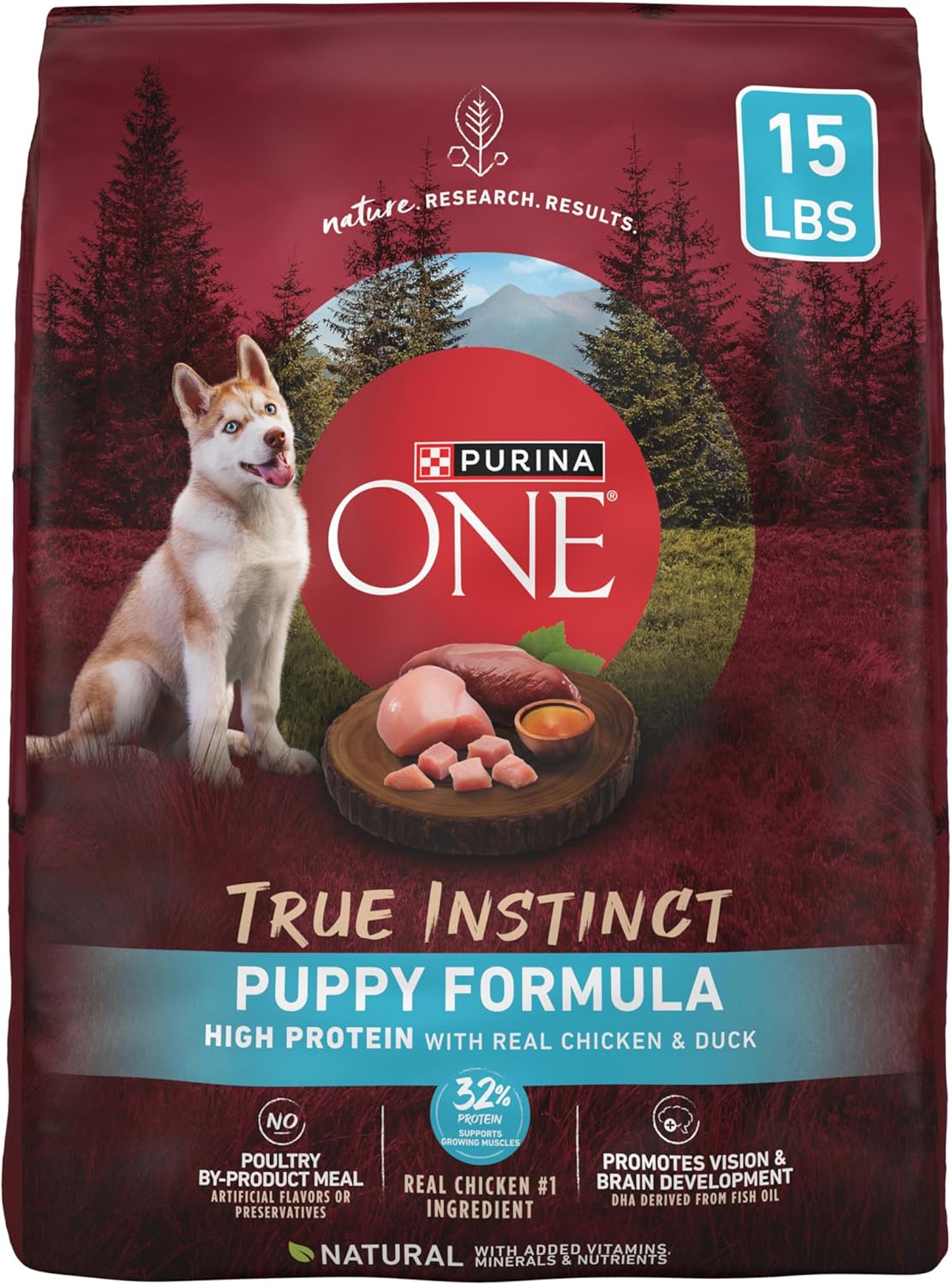 Purina ONE True Instinct with Real Chicken and Duck High Protein Puppy Food Formula Natural with Added Vitamins, Minerals and Nutrients – 15 lb. Bag