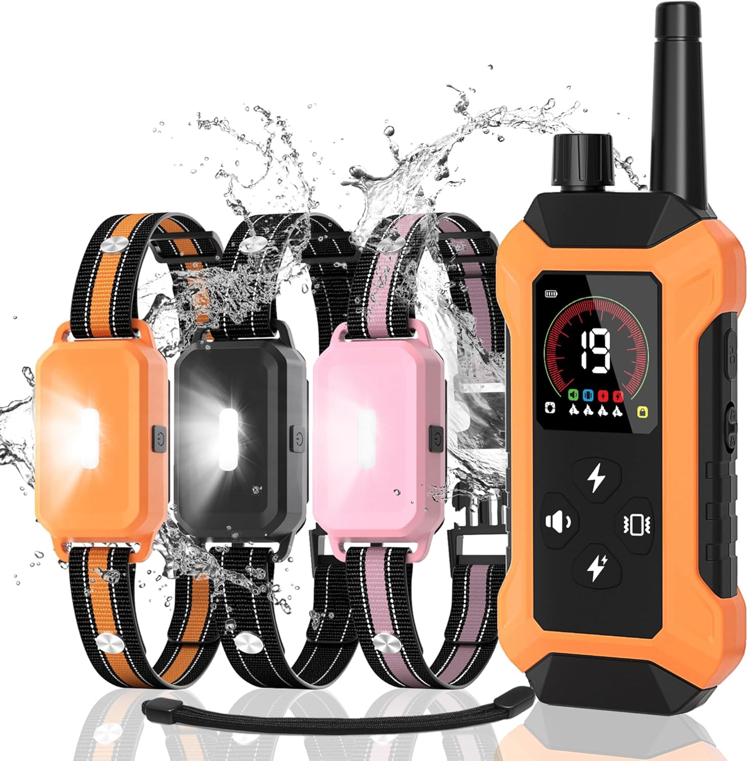 Shock Collar for Dogs 3 Pack (5–150Lbs), 4400FT Waterproof 3 Dog Training Collar with Remote Control 5 Training Modes Rechargeable Electric Dog Collar with Light, E collars for Small Medium Large Dogs