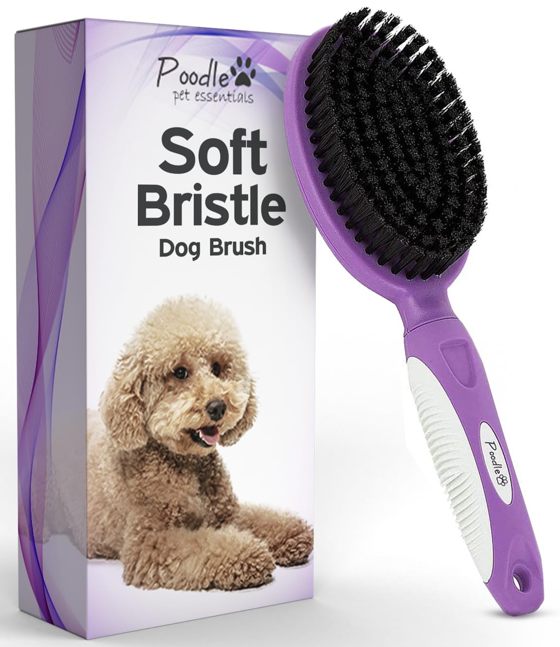Soft Bristle Dog Brush For Short Haired Cats Or Dogs – Firm Bristles To Remove Dust, Dirt, And Loose Fur – Hook And Rubber Handle