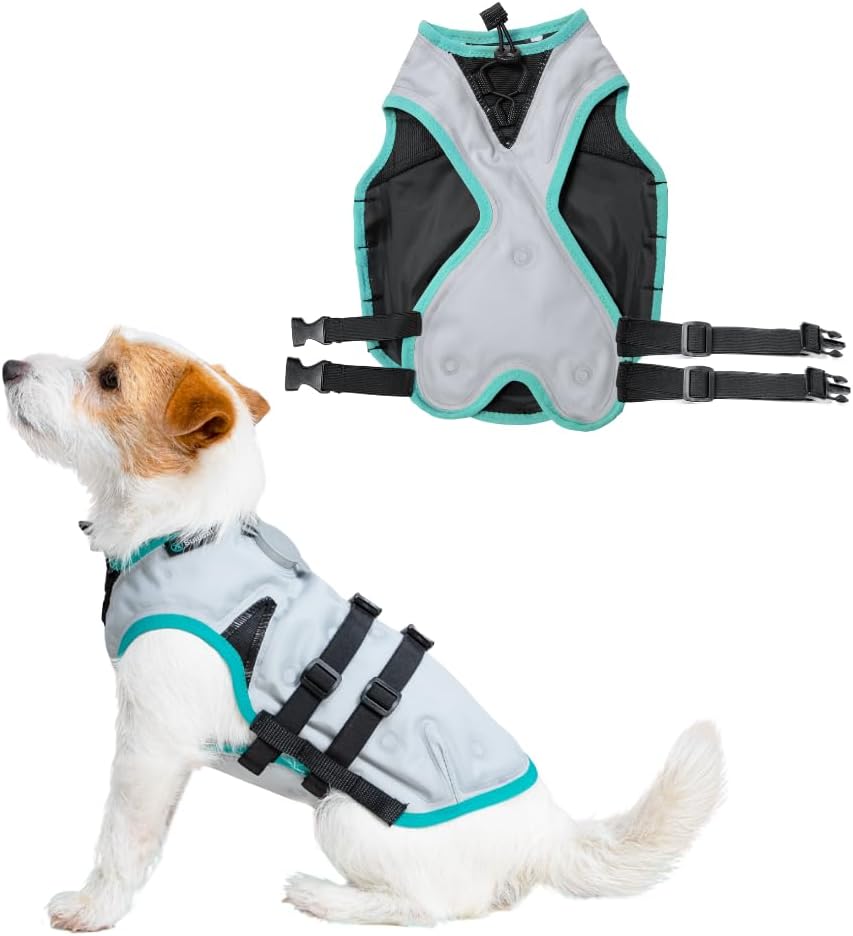 Suitical Dry Cooling Vest for Dogs | Canine Cooling Vest for Hot Weather | Dog Cool Down Jacket | Machine Washable | S | Neck to Tail 14”- 20” | Chest 22-28” Around | Neck Circumference 18” | Silver