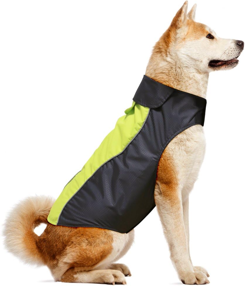 VIZPET Dog Raincoat Waterproof Lightweight & High Visibility Dog Coat Jacket for Small Medium Large Dogs (Green-XXXL)