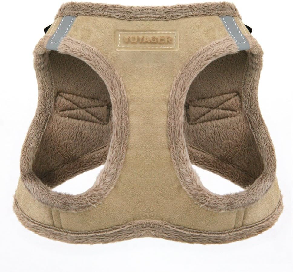 Voyager Step-In Plush Dog Harness – Soft Plush, Step In Vest Harness for Small and Medium Dogs by Best Pet Supplies – Harness (Latte Suede), S (Chest: 14.5 – 16″)