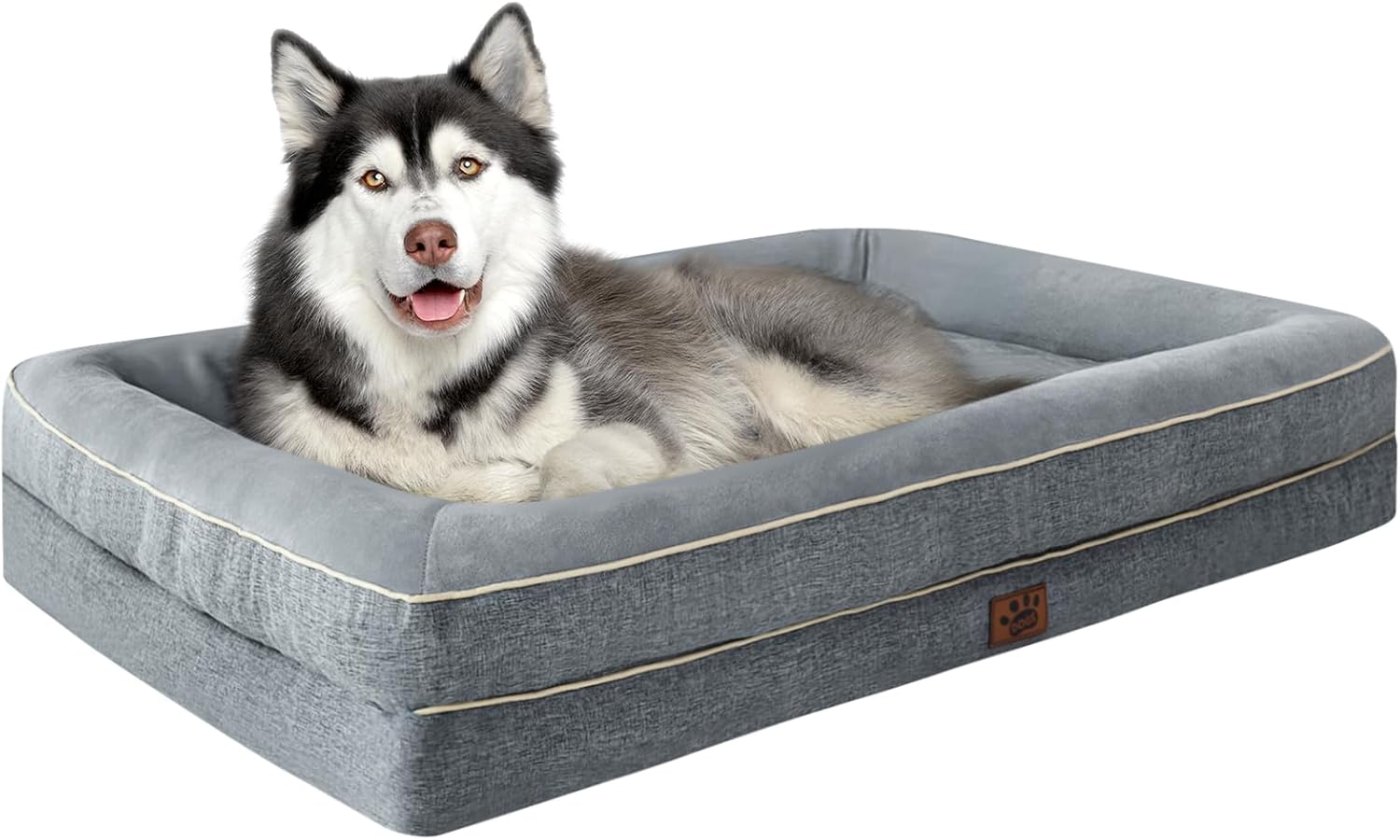 Waterproof Memory Foam Dog Beds for Extra Large Dogs Non-Slip Orthopedic Dog Beds Washable Couch Pet Bed with Removable Cover (Grey, X-Large)