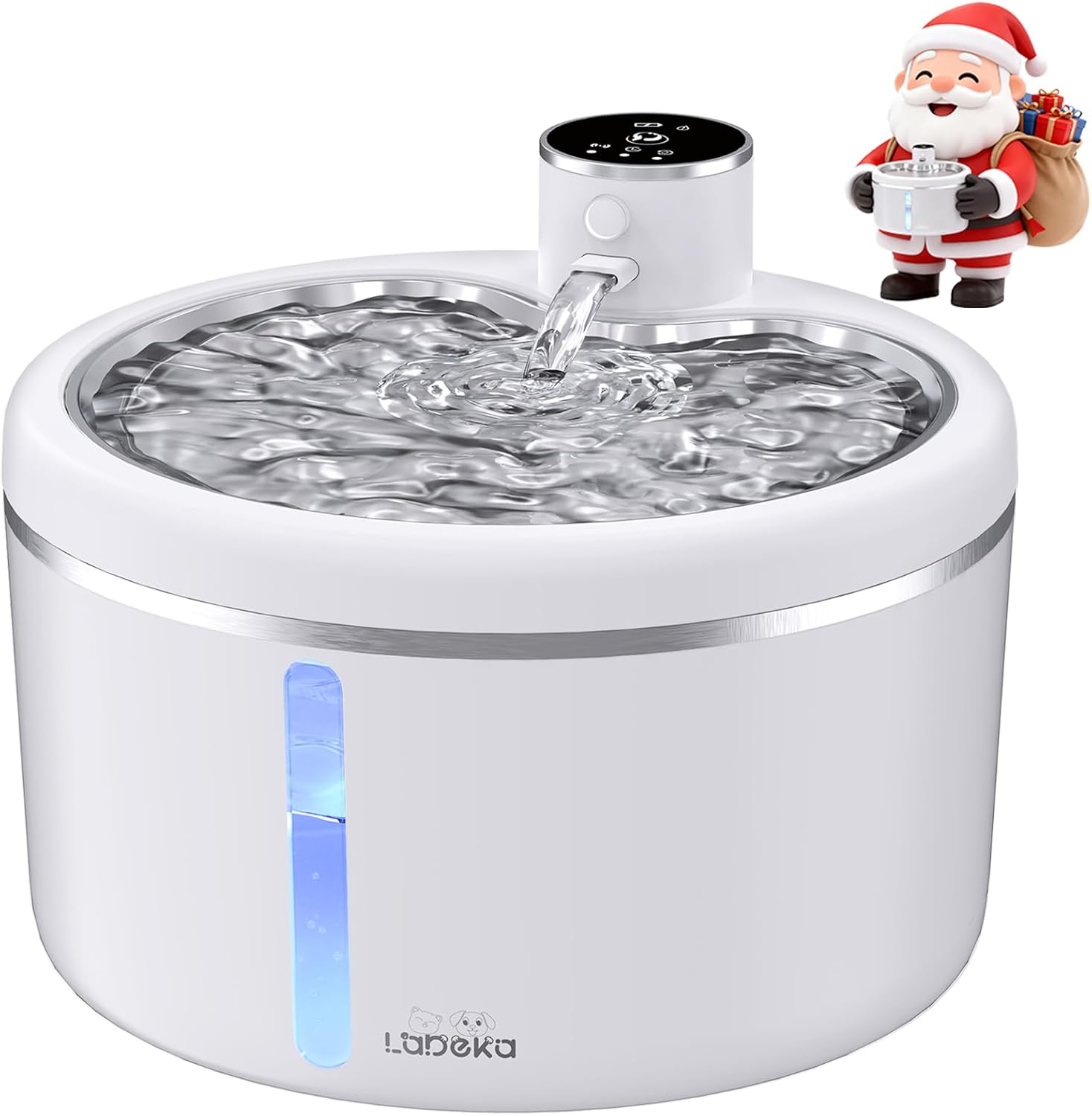 Wireless Cat Water Fountain with Stainless Steel Tray, 102oz/3L Pet Water Fountain for Cats Inside, Cat Fountain for Drinking with Motion Sensor, Ultra Quiet Pump for Cats & Dogs