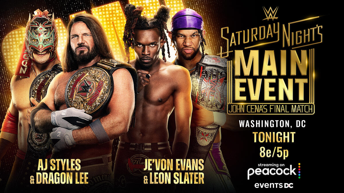 World Tag Team Champions AJ Styles & Dragon Lee vs. Je’Von Evans & Leon Slater