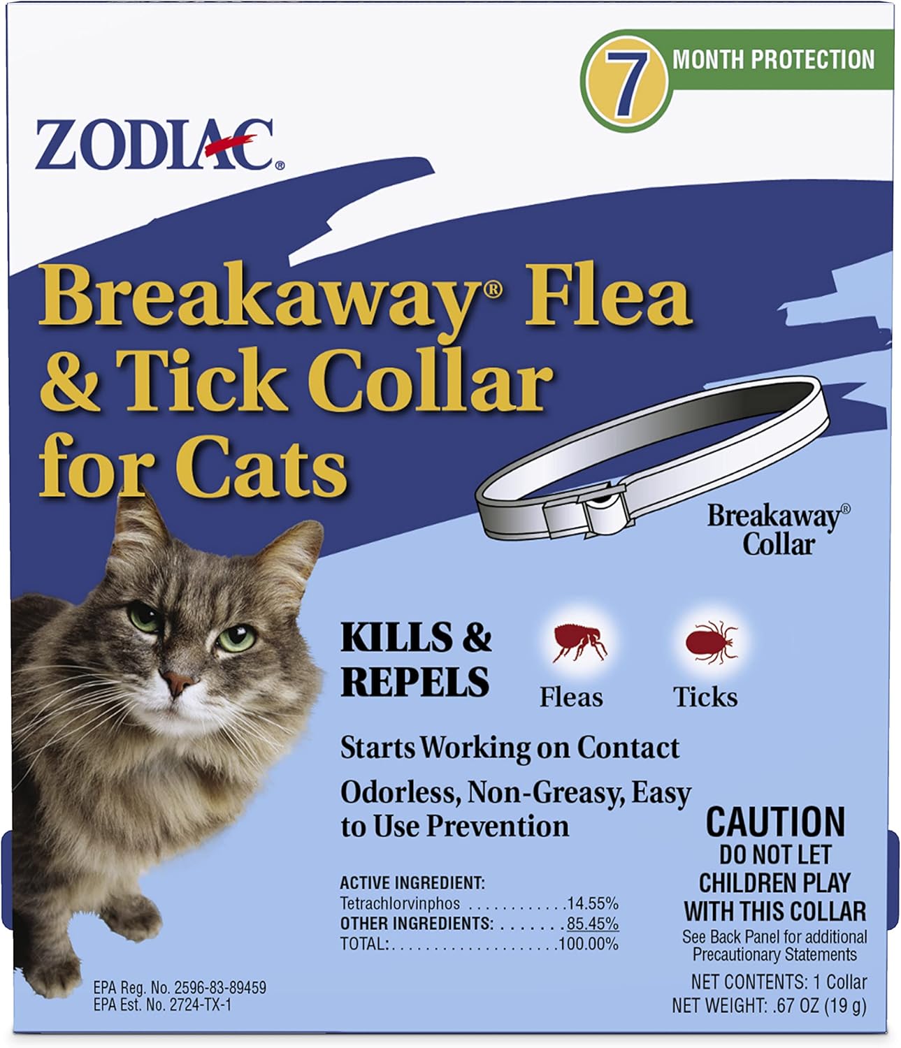 Zodiac Breakaway Flea and Tick Collar for Cats, 13″