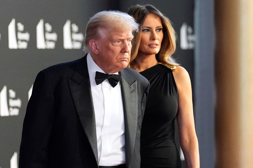 President Donald Trump and first lady Melania Trump arrive for the opening night of 