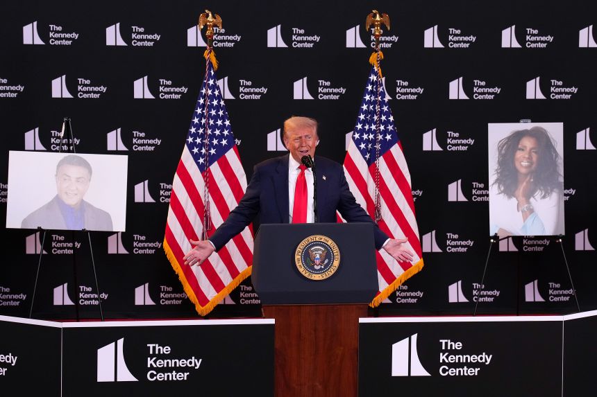 President Donald Trump unveils the Kennedy Center honorees on August 13.
