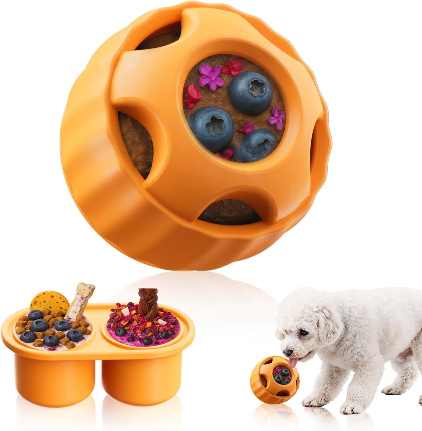 havit Frozen Dog Treats Toy to Keep Them Busy, Cognitive Dog Enrichment Toys,Interactive Toys Long Lasting, Easy to Clean (Orange)