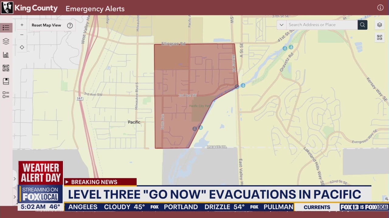 Level 3 'Go Now' Evacuations in Pacific, WA
