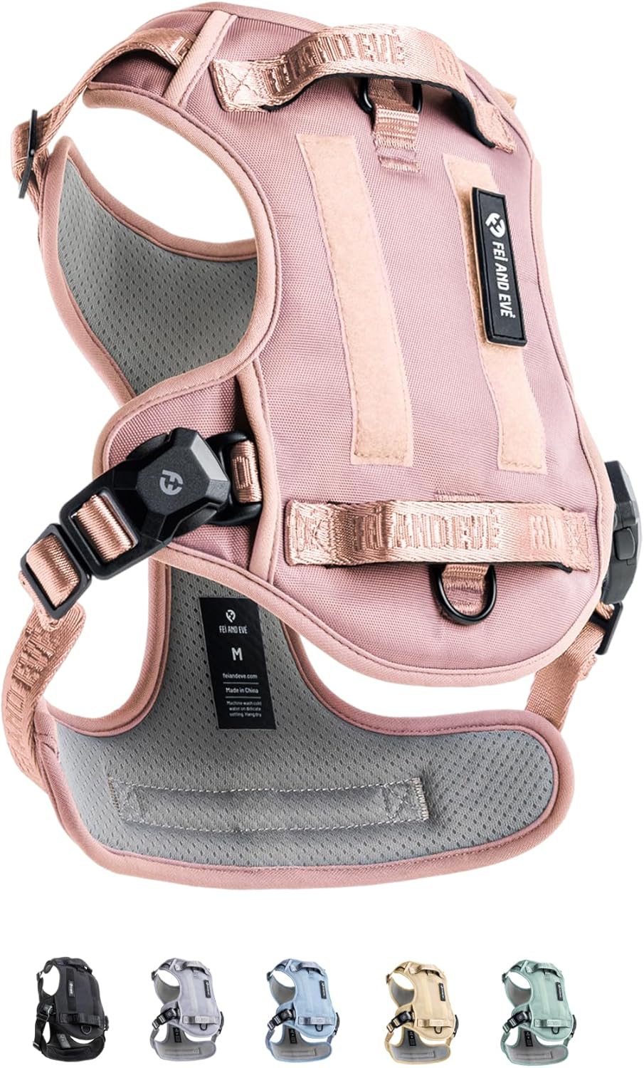 2026 New Edition, Fei & Eve MagEase Dog Harness – 3-Second Magnetic Buckles | 3-Point No-Pull Control | Heavy-Duty 900D Nylon | Dual Safety Handles | Breathable Mesh | Adjustable Fit | Medium, Pink