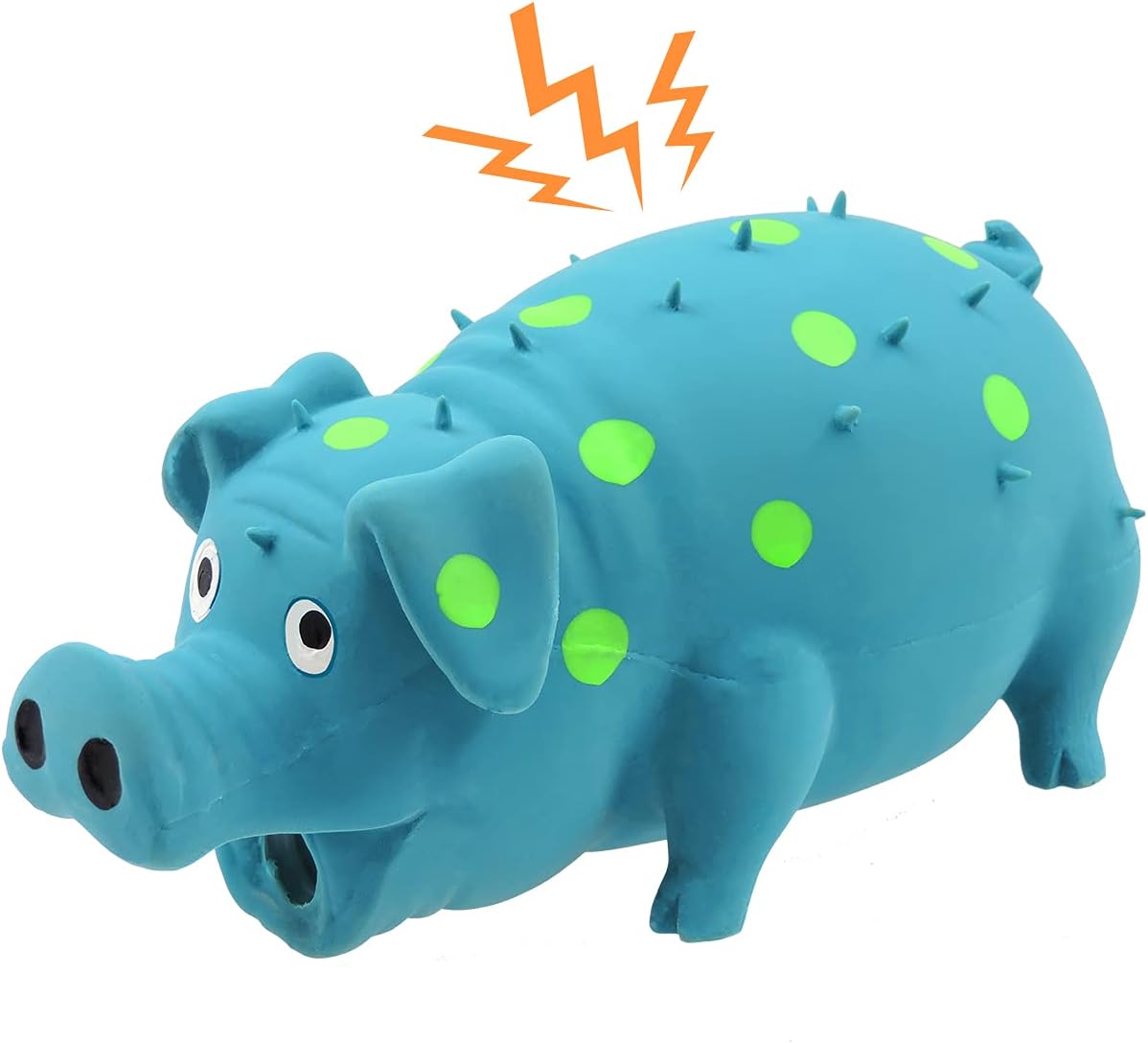 Andiker Dog Squeaky Toy, Dots Latex Dog Chew Toys with a Oinks Sound Squeaker Grunting Pig Dog Toy Durable Self Play 8″ Dogs Squeeze Toy for Dental Biting Chasing to Kill Boring Time (Blue)