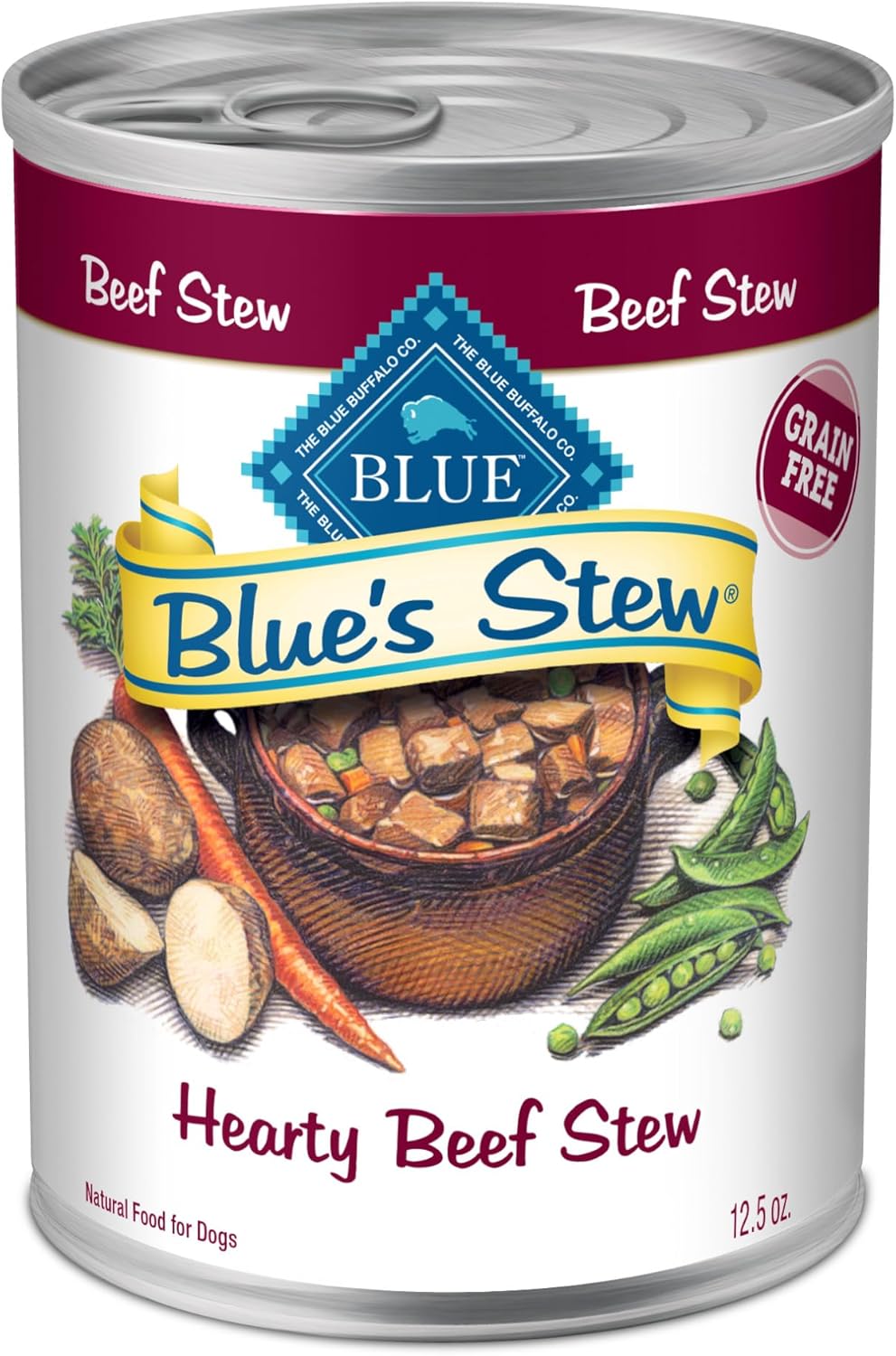 Blue Buffalo Blue’s Stew Grain-Free Wet Dog Food, Made with Natural Ingredients, Hearty Beef Stew, 12.5-oz. Cans (12 Count)