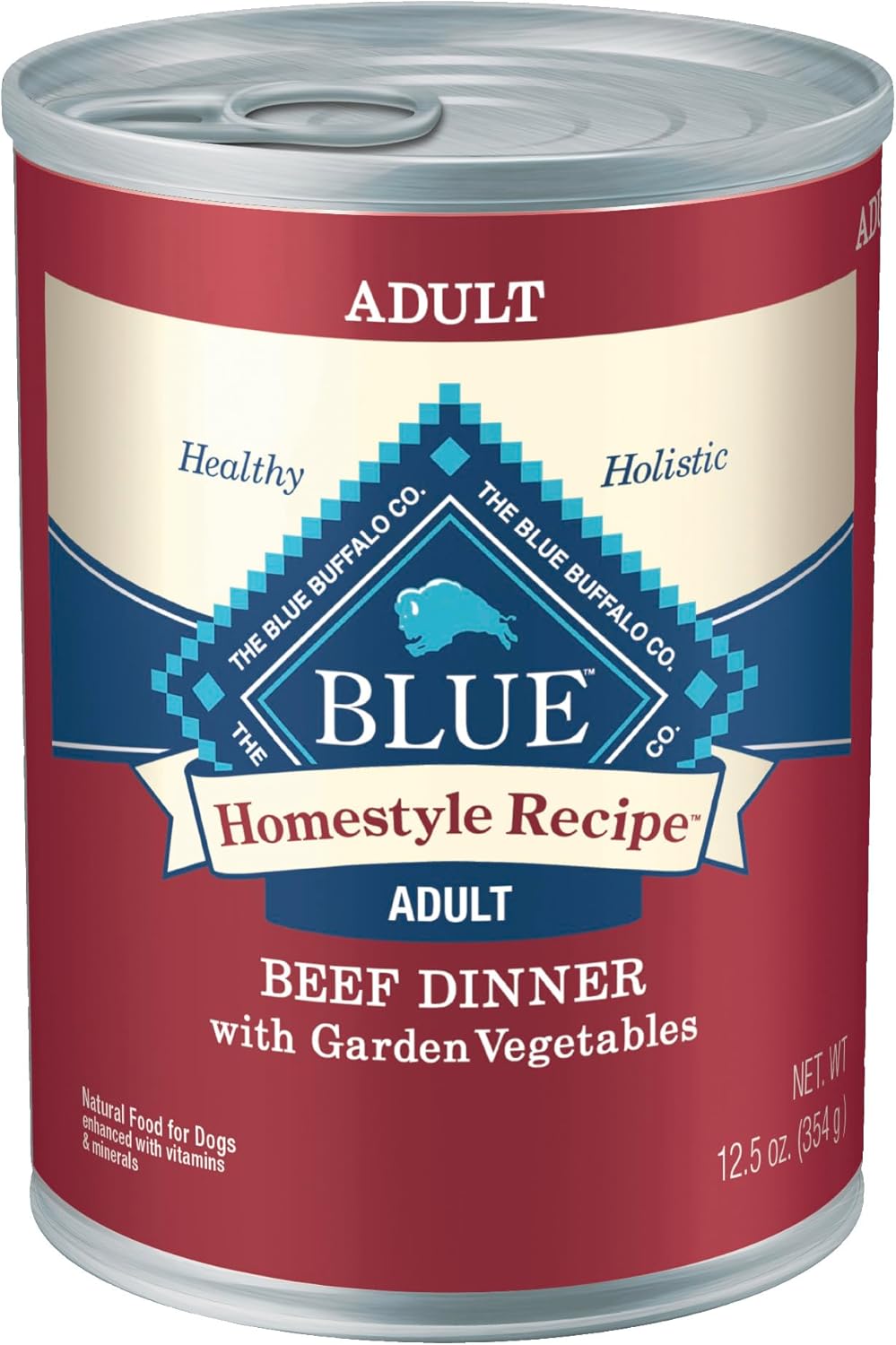 Blue Buffalo Homestyle Recipe Adult Wet Dog Food, Made with Natural Ingredients, Beef Dinner with Garden Vegetables, 12.5-oz Cans (12 Count)